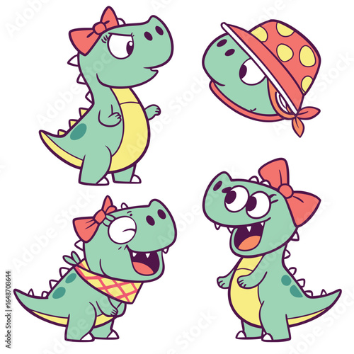 Adorable baby dinosaur cartoon sticker collection featuring fun and playful designs for various applications and themes