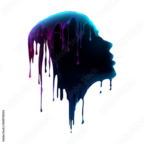 Bright Neon Fluid Drip Pattern Graphic Symbol