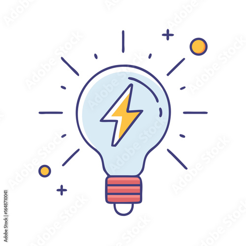 Cartoon light bulb with a lightning bolt inside representing innovative ideas