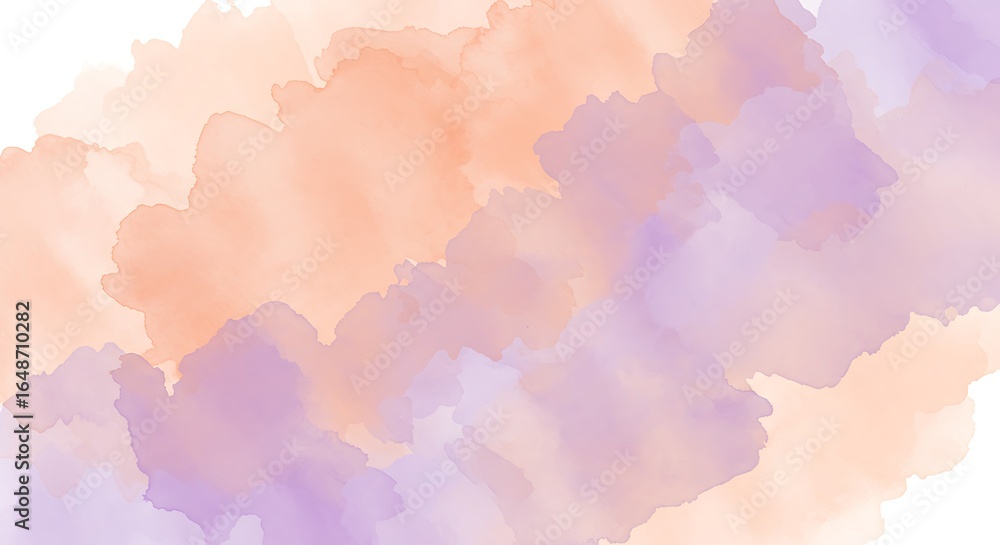 Obraz premium Abstract watercolor background with pastel peach and lavender brush strokes