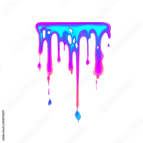 Abstract Neon Liquid Drip Vector Icon isolated on a transparent background