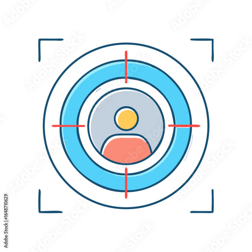 Targeted user profile graphic with crosshairs and circles for focus or selection