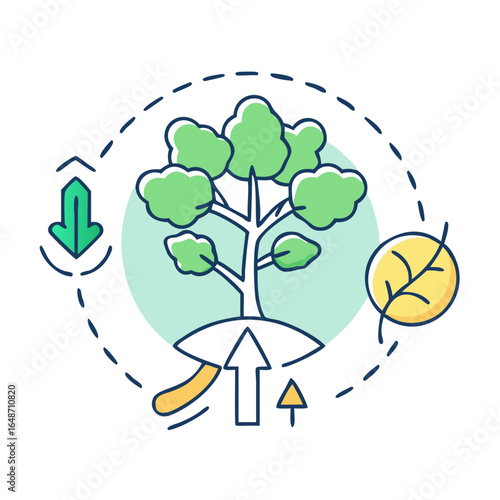 Illustration of a cyclical process of trees and their environment