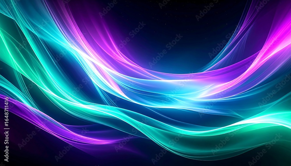 Fototapeta premium Abstract Glowing Waves of Neon Light on Dark Background