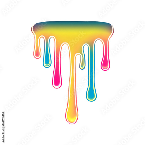 Abstract Neon Liquid Drip Vector Icon isolated on a transparent background