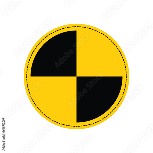 Crash Test Black Yellow Circle Icon, 7891 .Vector background .EPS 10.