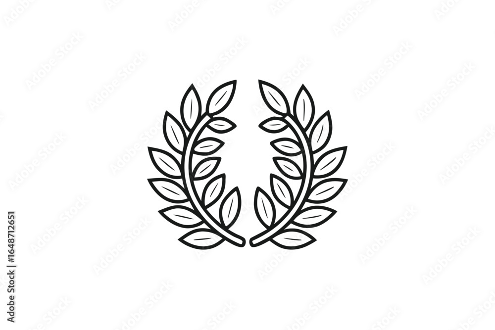 Fototapeta premium Isolated Laurels Wreath Outline in White Background for Decorative Design Elements