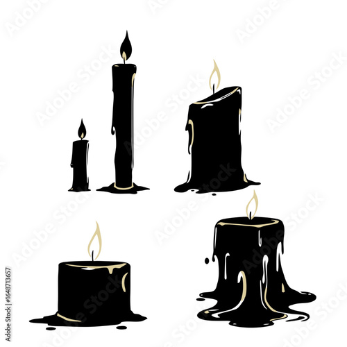 Three lit candles on a white background glow with a warm flame, casting a romantic light