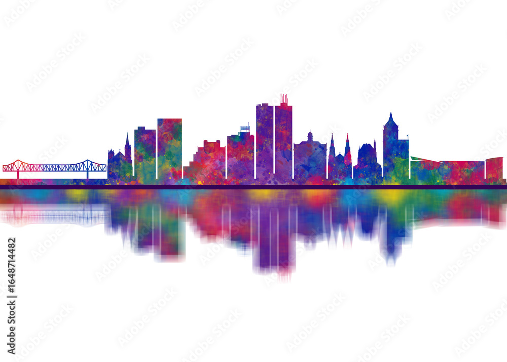 Fototapeta premium Peoria Illinois Skyline. Cityscape Skyscraper Buildings Landscape City Downtown Abstract Landmarks Travel Background Modern Art