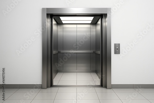 Wallpaper Mural stainless steel elevator open door interior, modern design with bright lights, clean and spacious   image 1 Torontodigital.ca