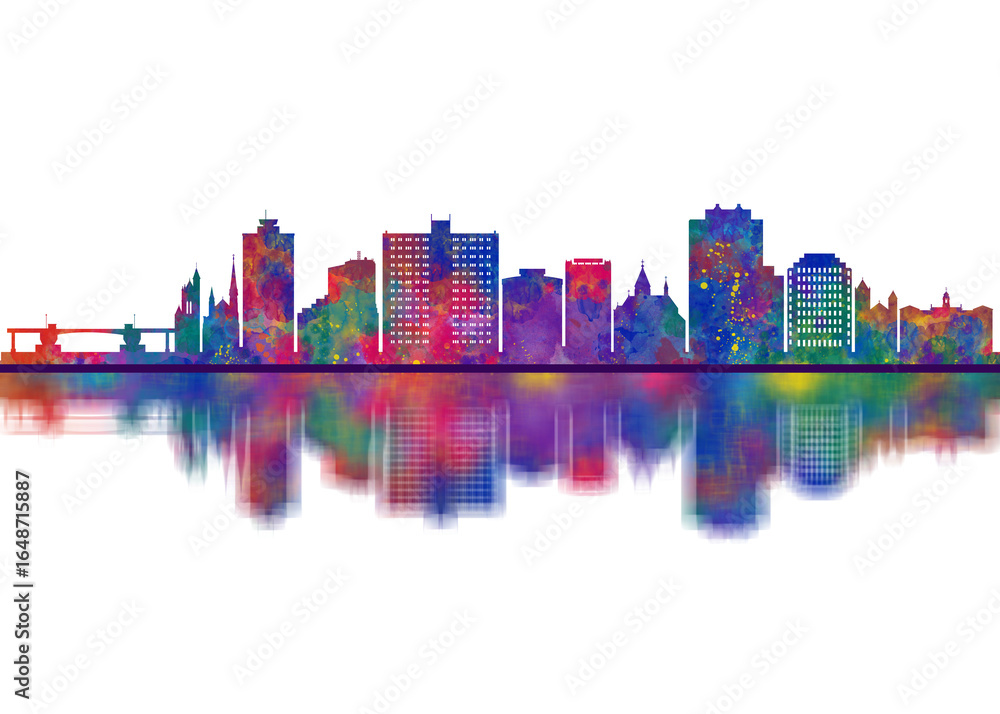 Fototapeta premium Portland Maine Skyline. Cityscape Skyscraper Buildings Landscape City Downtown Abstract Landmarks Travel Background Modern Art