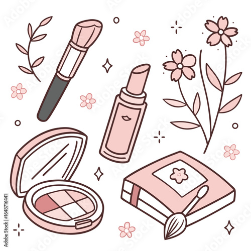 Chic lipstick and beauty product sticker pack for skincare brands featuring elegant design elements and bold colors