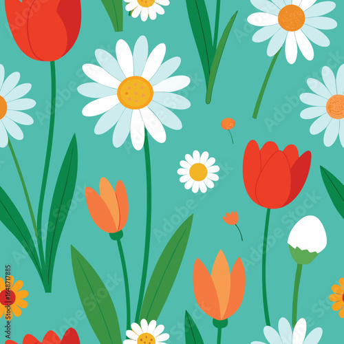 seamless pattern with camomiles
