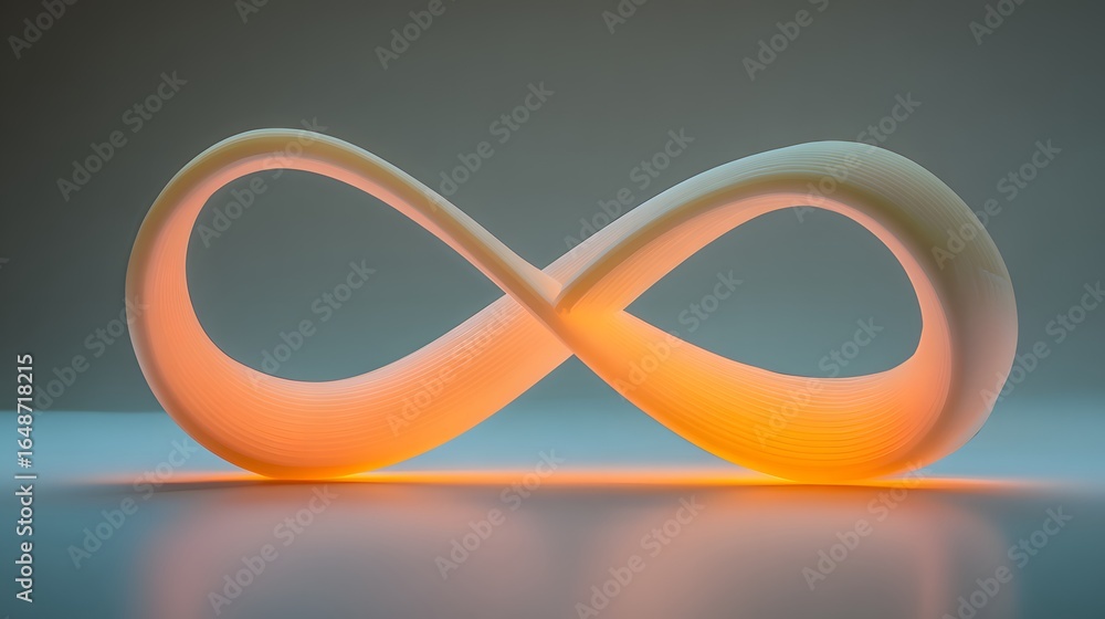 Fototapeta premium Illuminated infinity symbol with warm tones.