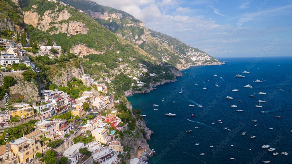 Obraz premium Aerial View of Colorful Clifftop Village of Positano, Italy