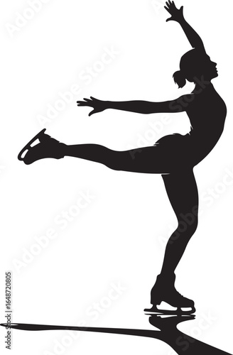Elegant ice skater silhouette performing stunning spin move