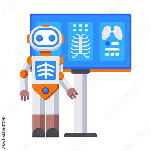 A flat style icon depicting ai radiologist