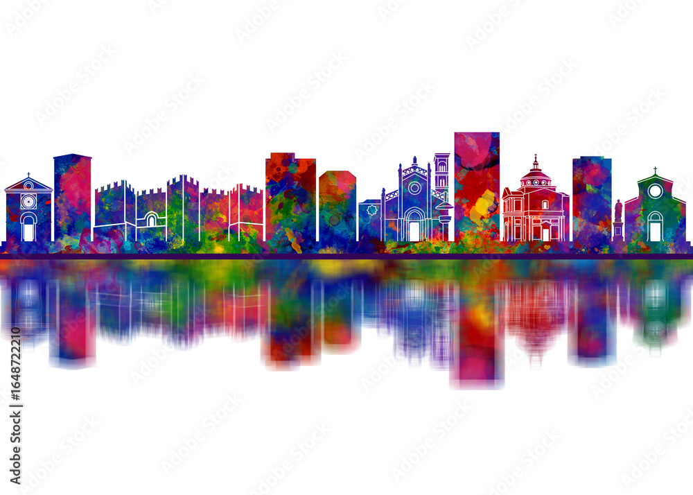 Fototapeta premium Prato Italy Skyline. Cityscape Skyscraper Buildings Landscape City Downtown Abstract Landmarks Travel Background Modern Art