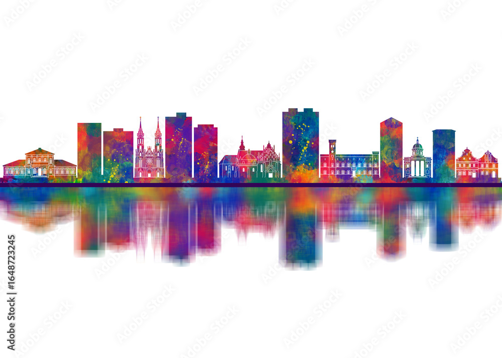 Obraz premium Radom Poland Skyline. Cityscape Skyscraper Buildings Landscape City Downtown Abstract Landmarks Travel Background Modern Art