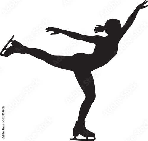 Elegant ice skater performing graceful pose silhouette design