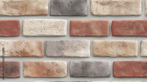 Fototapeta Naklejka Na Ścianę i Meble -  Light multicolor brick wall texture – Decorative clay bricks for modern interior and design backgrounds.