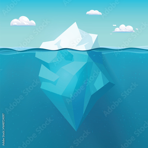 big iceberg at sunny day cartoon design