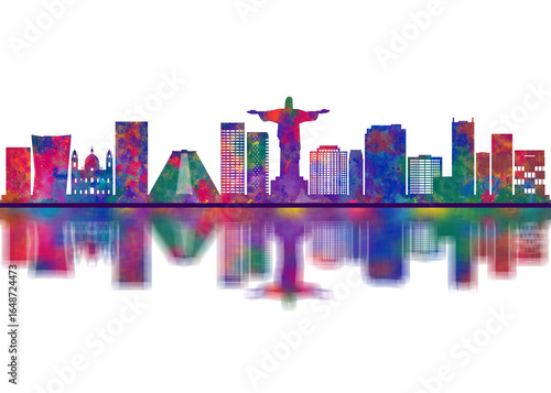 Rio de Janeiro Skyline. Cityscape Skyscraper Buildings Landscape City Downtown Abstract Landmarks Travel Background Modern Art