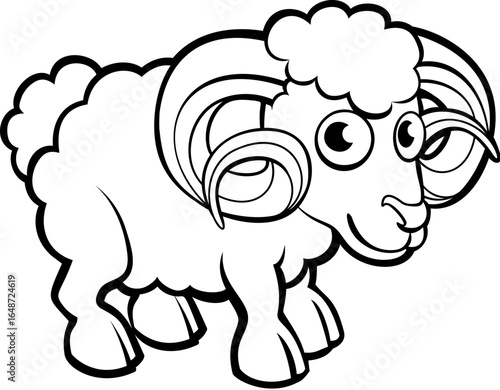 A ram or sheep farm animal ...