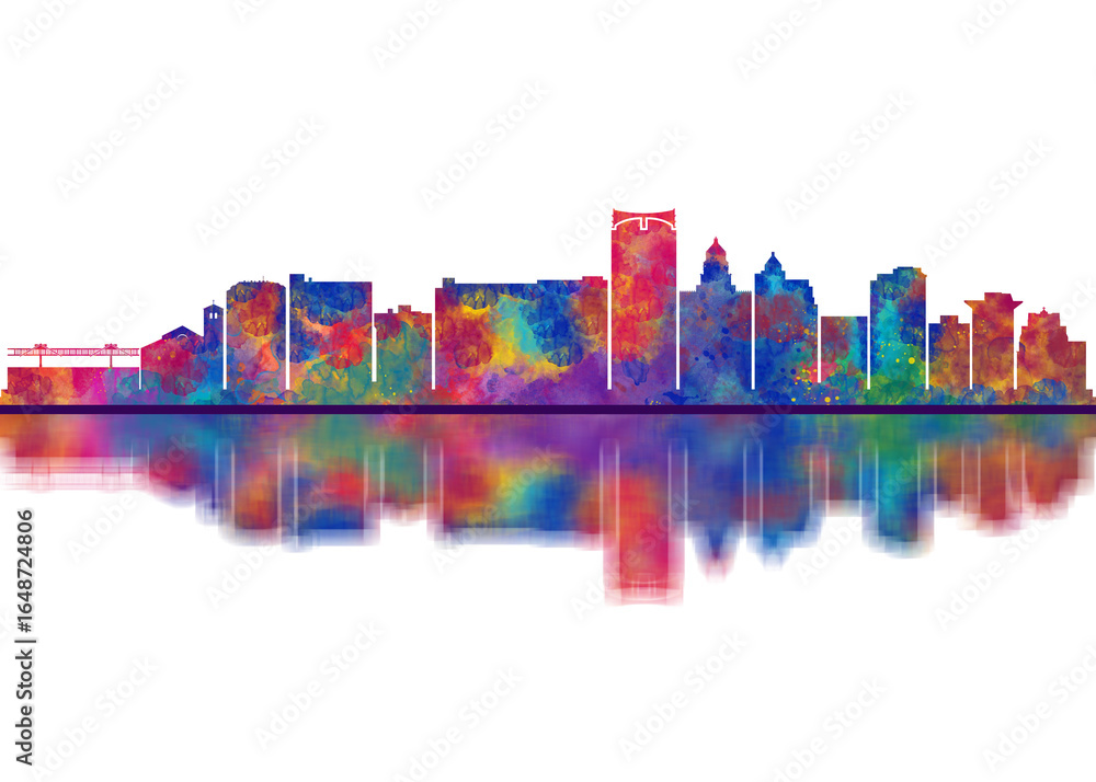 Fototapeta premium Rochester Minnesota Skyline. Cityscape Skyscraper Buildings Landscape City Downtown Abstract Landmarks Travel Background Modern Art