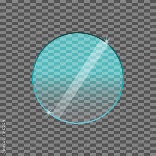 Blue glass circle, transparent glossy crystal round element for modern digital design decoration layouts and creative abstract background illustration
