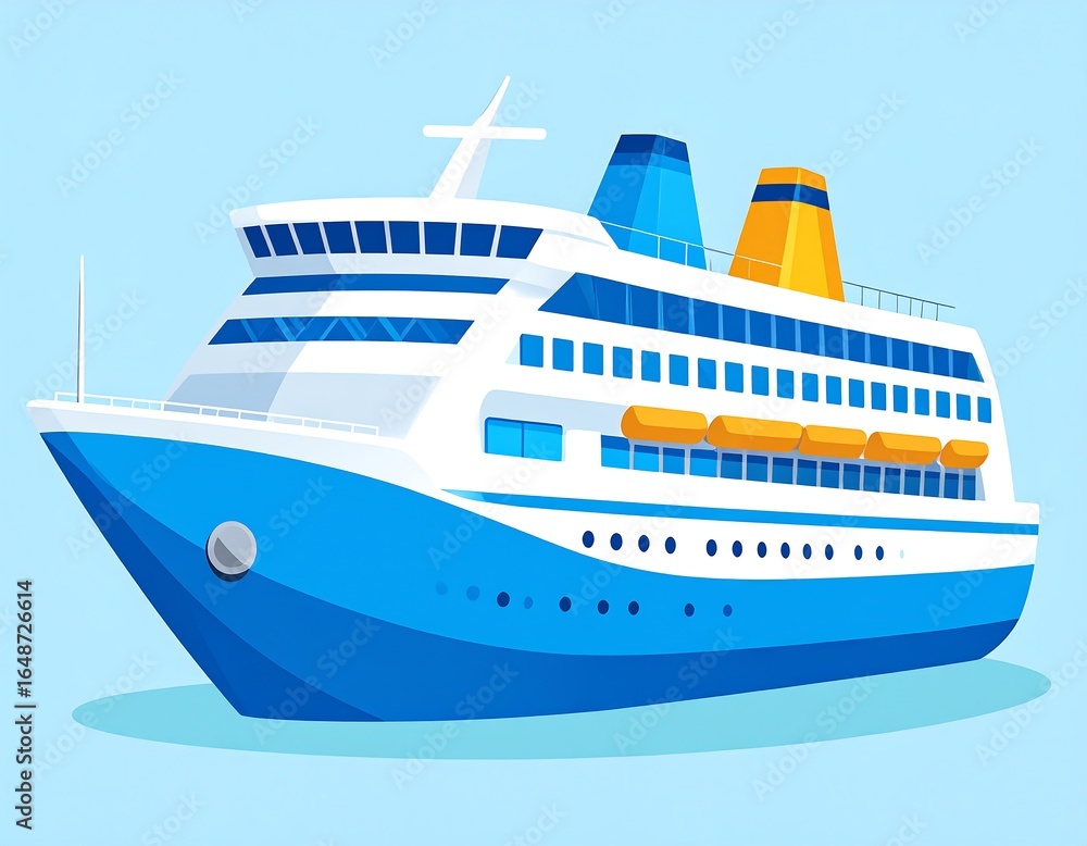 Fototapeta premium Blue and white cruise ship