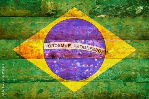 Wooden flag of Brazil.