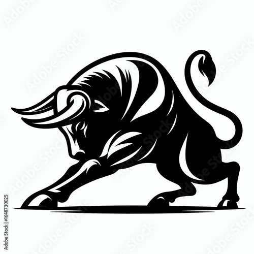 Bulls stretching legs before run. Cartoon Animal Clipart Silhouette Vector Illustration Line Art Illustration. Oxen workout prior dash warm up exercise for future athletic competition.