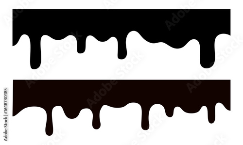 Seamless dripping black liquid pattern. black liquid melted on white background