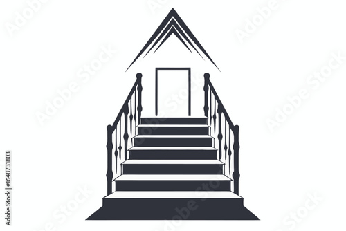 Simple Stairs Leading to Doorway Isolated on White Background Architecture Steps
