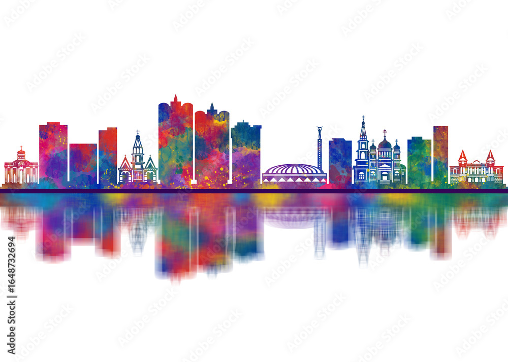 Naklejka premium Samara Skyline. Cityscape Skyscraper Buildings Landscape City Downtown Abstract Landmarks Travel Background Modern Art