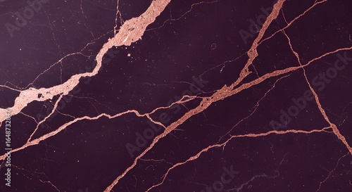 Opulent Plum Marble with Glistening Rose Gold Glitter Veins