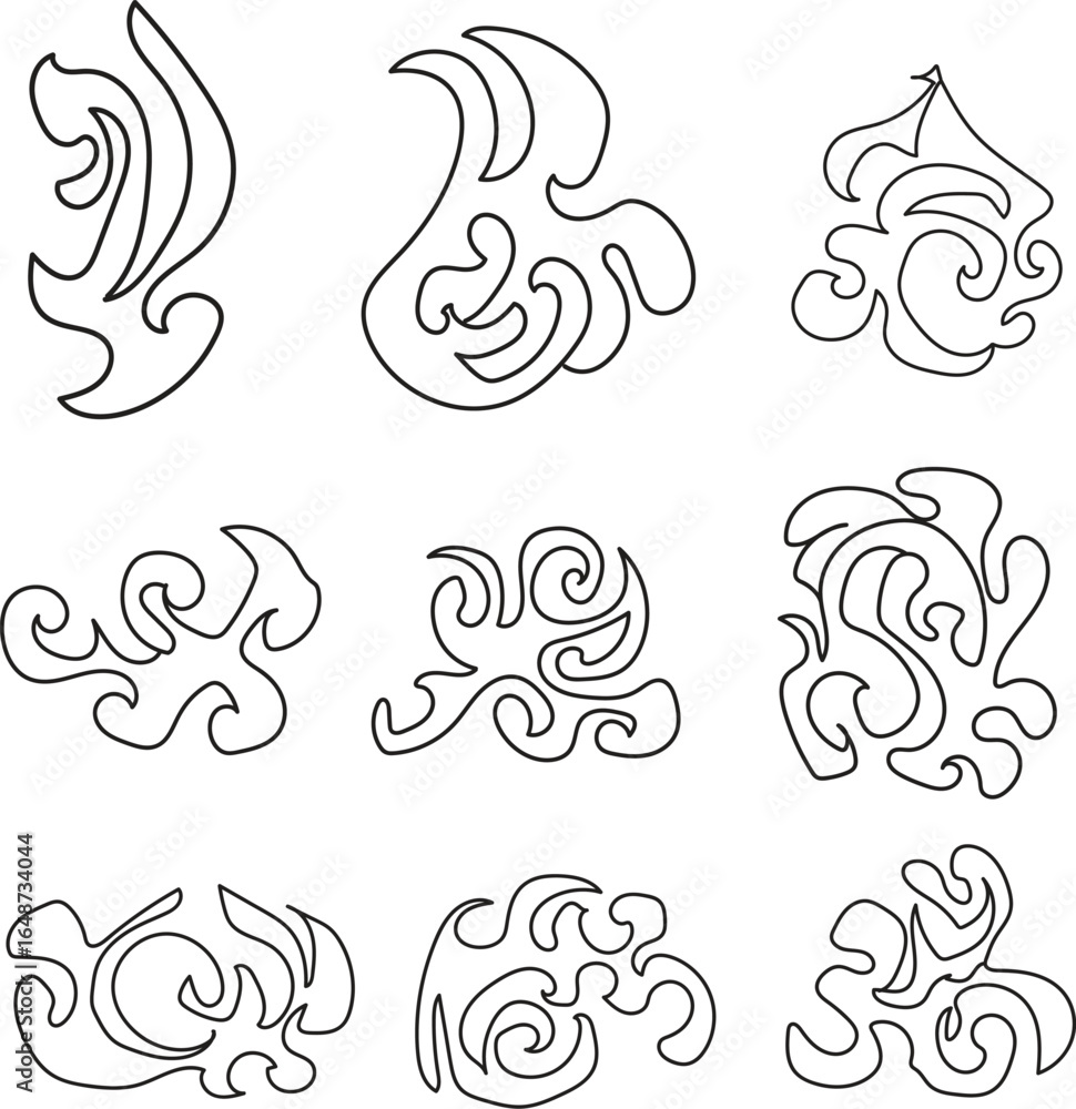 Fototapeta premium Vector set of decorative floral and ornamental design elements