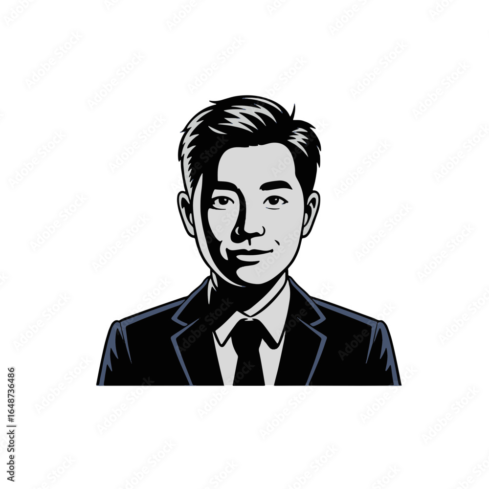 Professional man in a suit displaying confidence with a neutral expression on his face in a minimalist design Professional man in a suit displaying confidence with a neutral expression on his face in a minimalist design