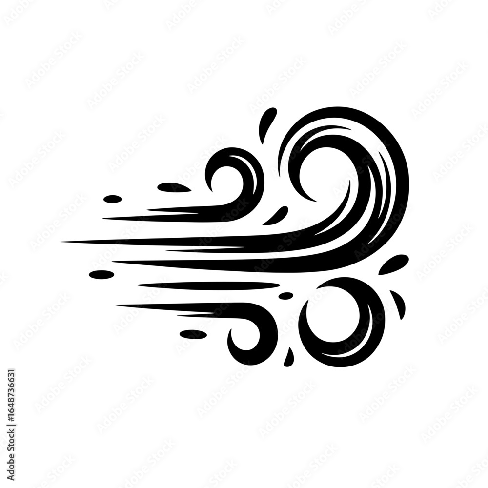 Fototapeta premium Artistic black wind illustration depicting swirling movement and flow in a dynamic design suitable for various creative projects