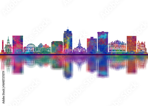 Stockton California Skyline. Cityscape Skyscraper Buildings Landscape City Downtown Abstract Landmarks Travel Background Modern Art