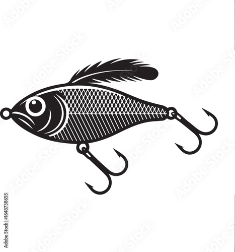 Realistic fishing lure with sharp hooks and detailed design