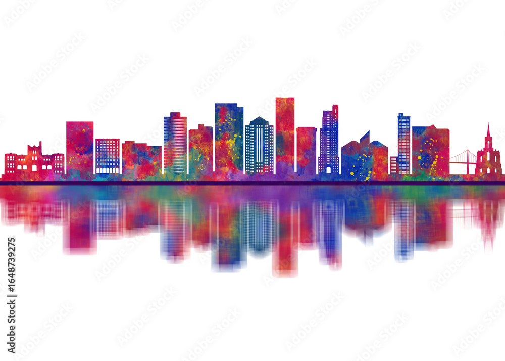 Obraz premium Toledo Ohio Skyline. Cityscape Skyscraper Buildings Landscape City Downtown Abstract Landmarks Travel Background Modern Art
