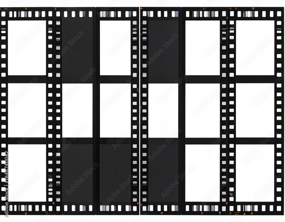 Obraz premium Vertical lines and flickering on 8mm film against a transparent background