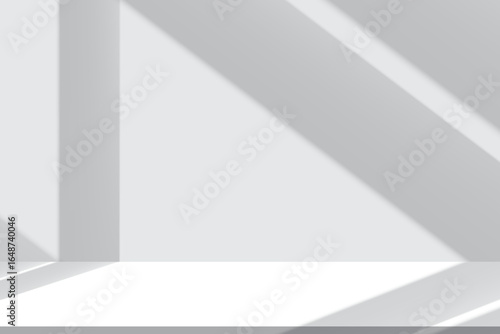 Background White Wall Studio Room with Light,Shadow on Table Top,Grey Backdrop for Spring,Summer product presentation,Empty 3D Display Kitchen Room with Stand for Web Banner in Autumn,Fall Season