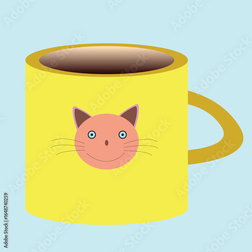 cat with a  colorful cup