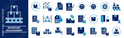 Inventory Management icon collection set. Containing design inventory, management, industry, warehouse, logistics, distribution