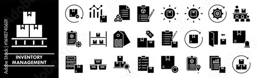 Inventory Management icon collection set. Containing design inventory, management, industry, warehouse, logistics, distribution