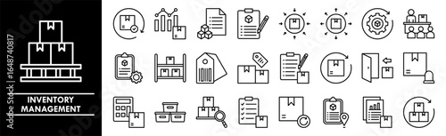 Inventory Management icon collection set. Containing design inventory, management, industry, warehouse, logistics, distribution