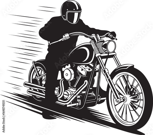 Dynamic biker speeds on stylish motorcycle, pure freedom captured